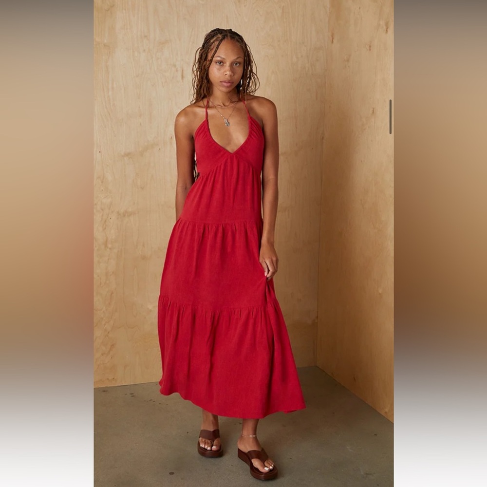 Red Halter Maxi Dress